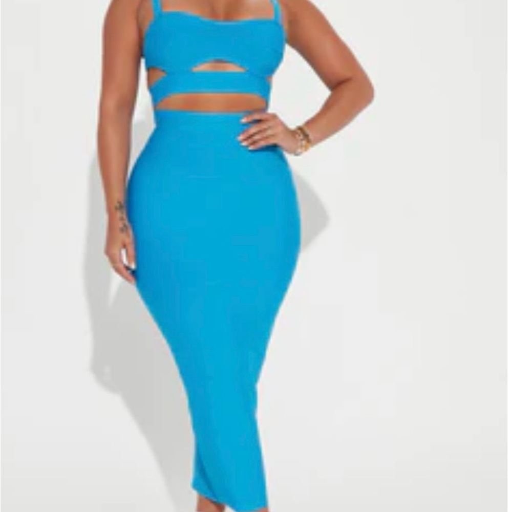 Fashion Nova Vibrant Blue Skirt Set